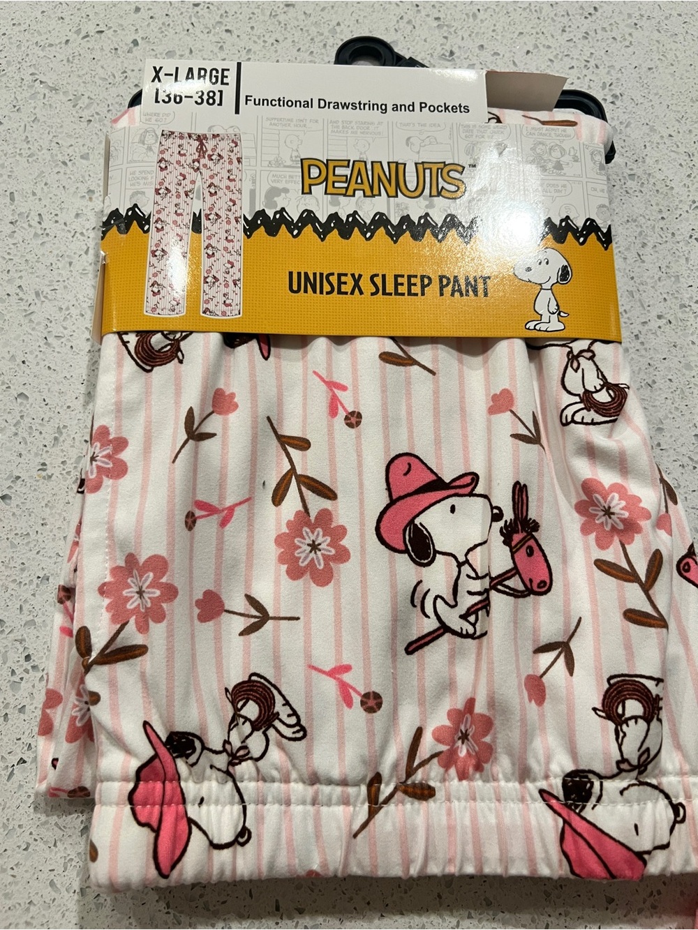 Peanuts Pink White Floral Snoopy Pajama Bottoms XL